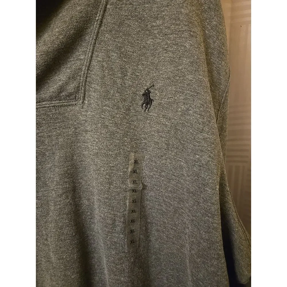 NWT POLO RALPH LAUREN Gray COTTON Blend SHAWL-COLLAR Men's Pullover‎ Sweater XL